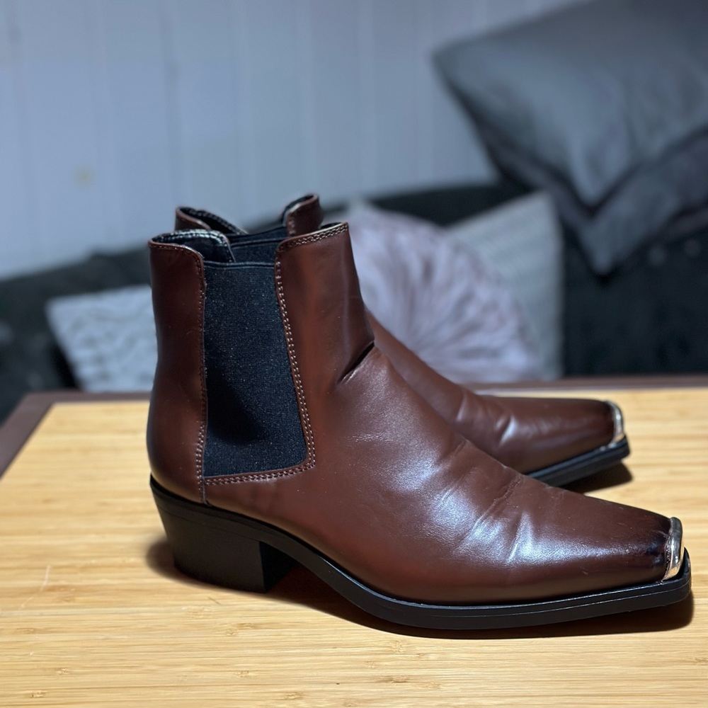 Brown Chelsea Boot with Metal Steel Tip - Picture 4 of 4